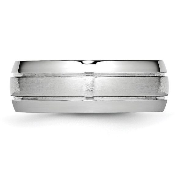 Chisel Cobalt Polished & Satin Grooved 8mm Band - Picture 3 of 9